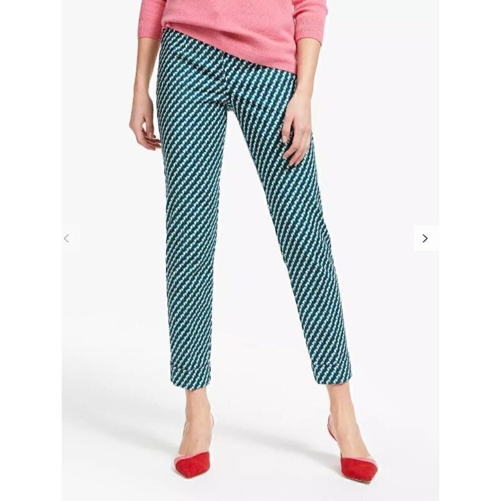 Boden Womens 4 Kensington Trousers Ankle Pants Geometric Print Stretch Pockets
